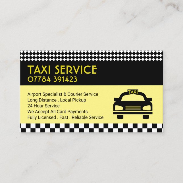 Taxi Station/Driver, Price List Business Card (Front)