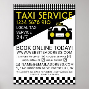 Taxi Station, Taxi Cab Firm Advertising Poster