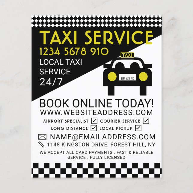 Taxi Station, Taxi Cab Firm with Price List Flyer (Front)
