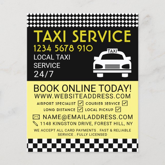 Taxi Station, Taxi Cab Firm with Price List Flyer (Front)