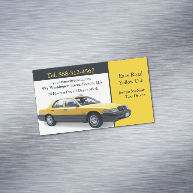 Taxi Yellow Cab Magnetic Business Card (In Situ)