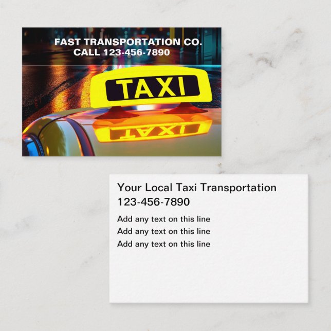 Taxicab Driver Taxi Light Business Cards (Front/Back)