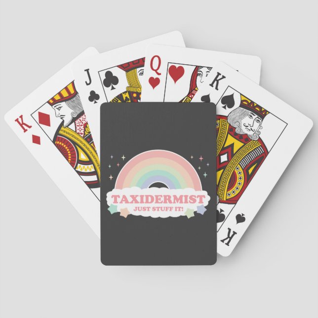 Taxidermist Just Stuff It! Rainbow with clouds T-S Playing Cards (Back)