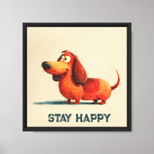 tay Happy Dog – Cute Positive Quote Art Canvas Print