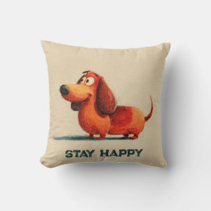tay Happy Dog – Cute Positive Quote Art Cushion