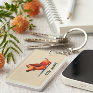 tay Happy Dog – Cute Positive Quote Art Key Ring