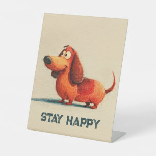 tay Happy Dog – Cute Positive Quote Art Pedestal Sign