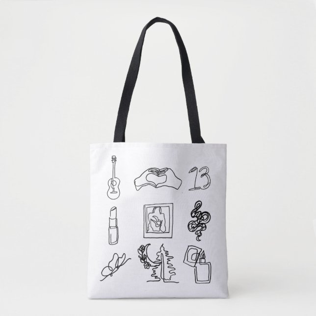 Taylor Eras Line Drawing Tote Bag Fan Art (Front)