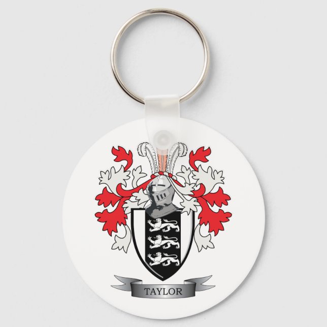 Taylor Family Crest Coat of Arms Key Ring (Front)