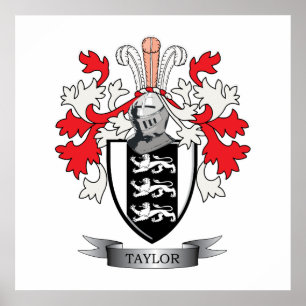 Taylor Family Crest Coat of Arms Poster