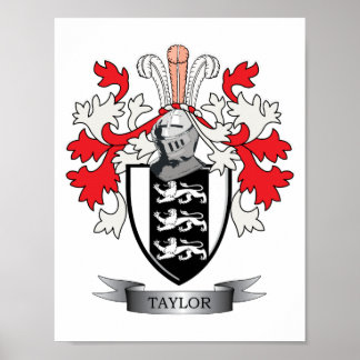 Taylor Family Crest Coat of Arms Poster