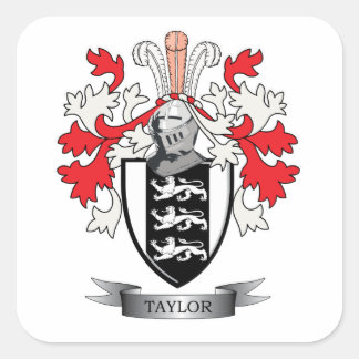 Taylor Family Crest Coat of Arms Square Sticker