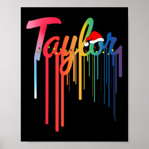 Taylor First Name Santa Hat Colourful Print Taylor