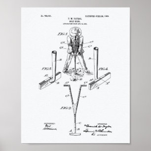 Taylor Golf Club 1905 Patent Art - White Paper Poster