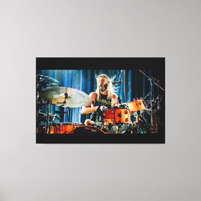 Taylor Hawkins playing the drums Canvas Print (Front)