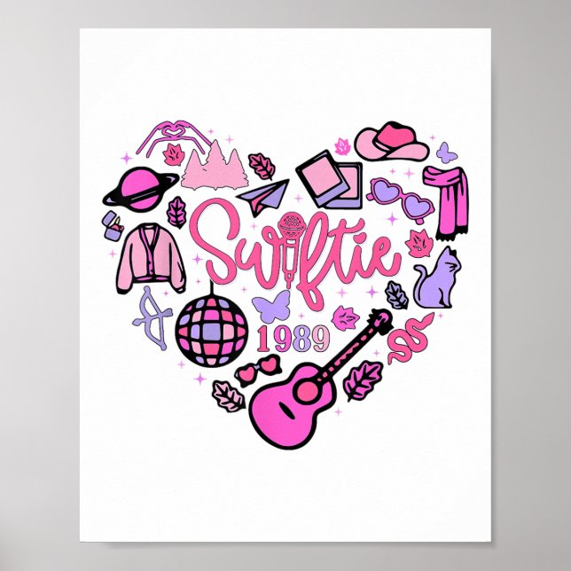 Taylor Heart First Name Personalised Birthday Girl Poster (Front)