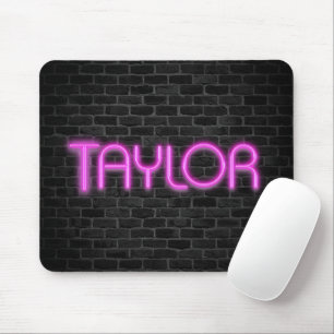 TAYLOR In Pink Neon Lights Mouse Mat