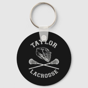 Taylor Lacrosse Vintage Distressed Retro Lax Key Ring