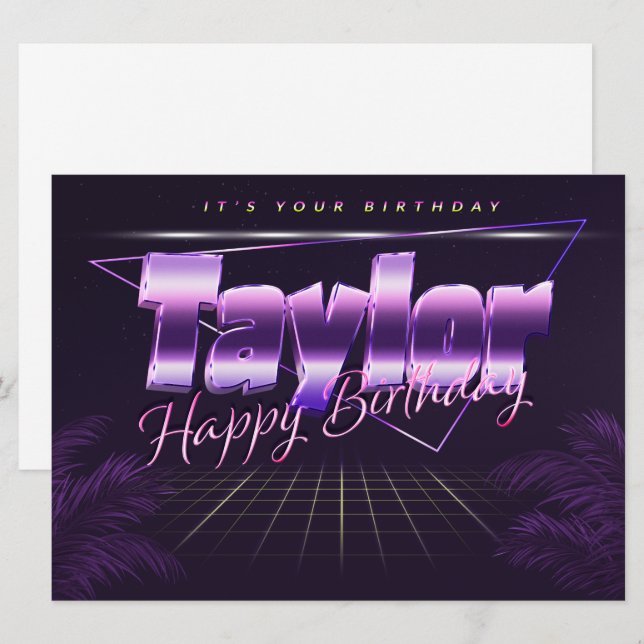 Taylor Name First name pura retro card Birthday (Front/Back)