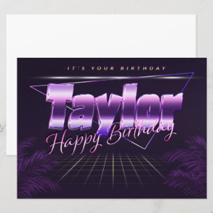 Taylor Name First name pura retro card Birthday