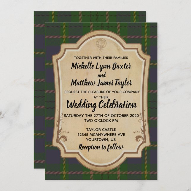 Taylor Tartan Wedding Invitation (Front/Back)