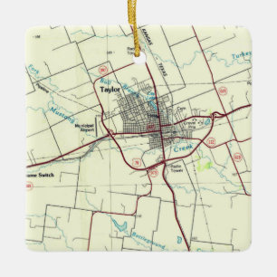 Taylor TX Vintage Map Ceramic Ornament