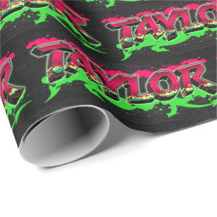 Taylor Vorname Name Graffiti red green Wrapping Paper
