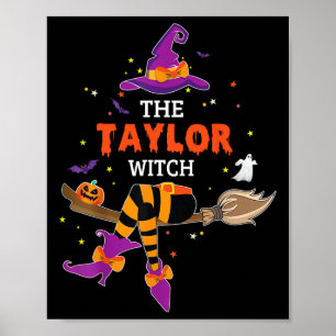 Taylor Witch Hat Halloween Ghost Surname First Nam Poster