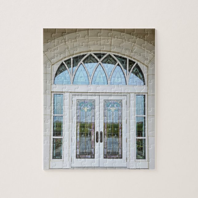 Taylorsville Utah Temple Stained Glass Doors Jigsaw Puzzle (Vertical)