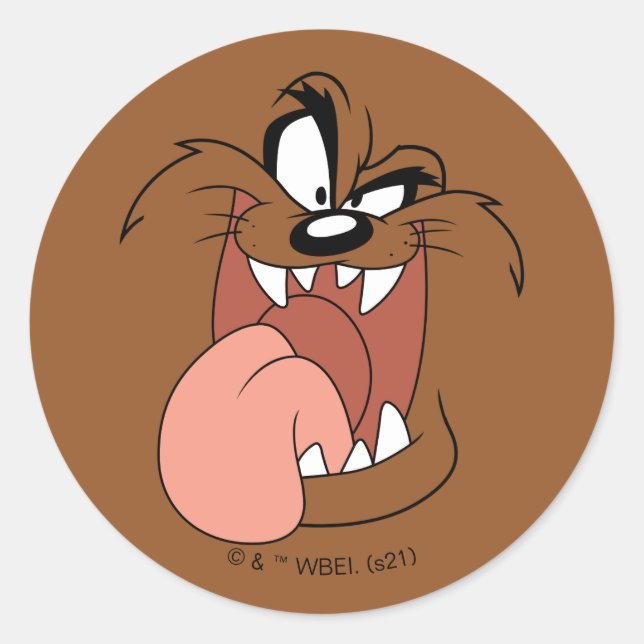 TAZ™ Crazy Smile Classic Round Sticker (Front)
