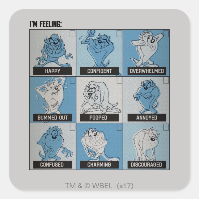 TAZ™ Emotion Checkbox Square Sticker (Front)