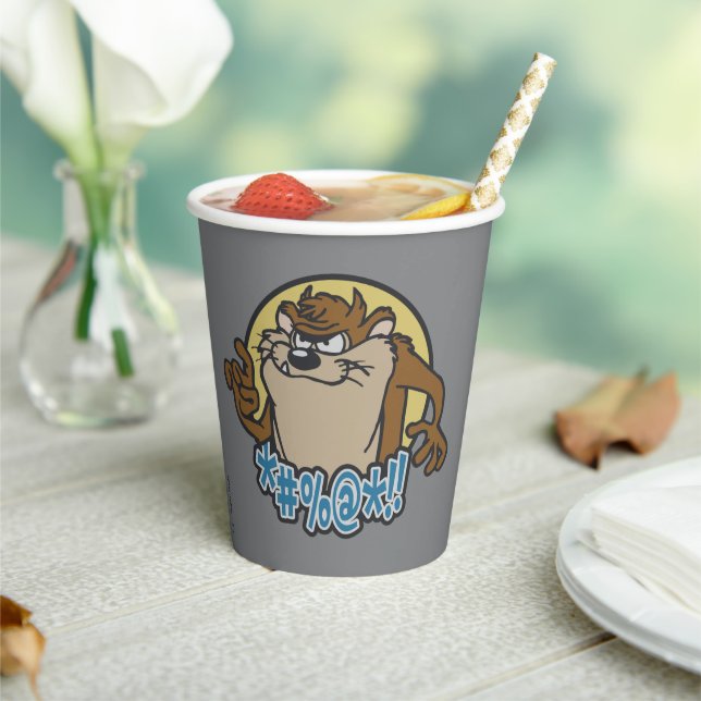 TAZ™ Expletive Circle Graphic Paper Cups (Insitu)