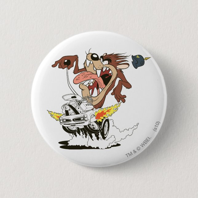 TAZ™ Furious Driving 6 Cm Round Badge (Front)