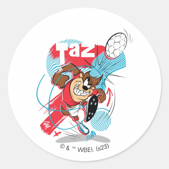 TAZ™ Headbutting Soccer Ball Classic Round Sticker (Front)