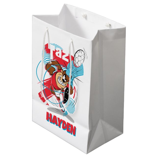 TAZ™ Headbutting Soccer Ball Medium Gift Bag (Front Angled)