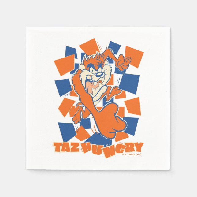 TAZ™ Hungry Smashing Through Chequered Napkin (Front)