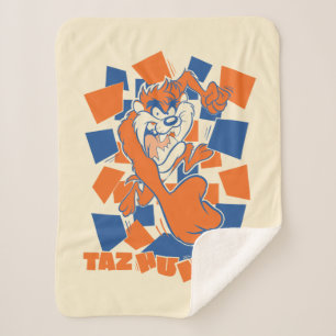 TAZ™ Hungry Smashing Through Chequered Sherpa Blanket