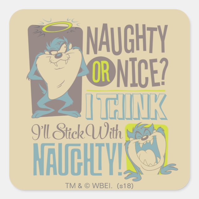 TAZ™- Naughty or Nice? Square Sticker (Front)
