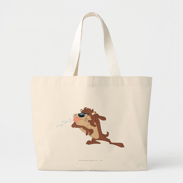 TAZ™ sticking out his tongue Large Tote Bag (Front)