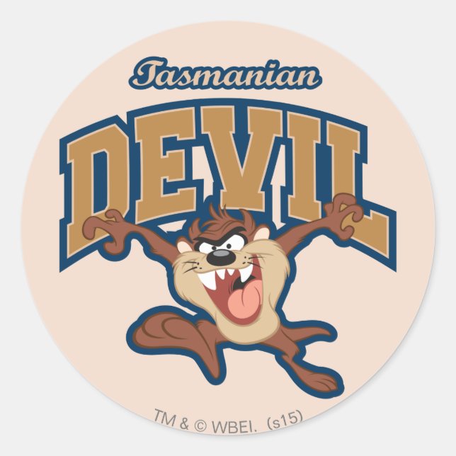 TAZ™ Tasmanian Devil Patch Classic Round Sticker (Front)