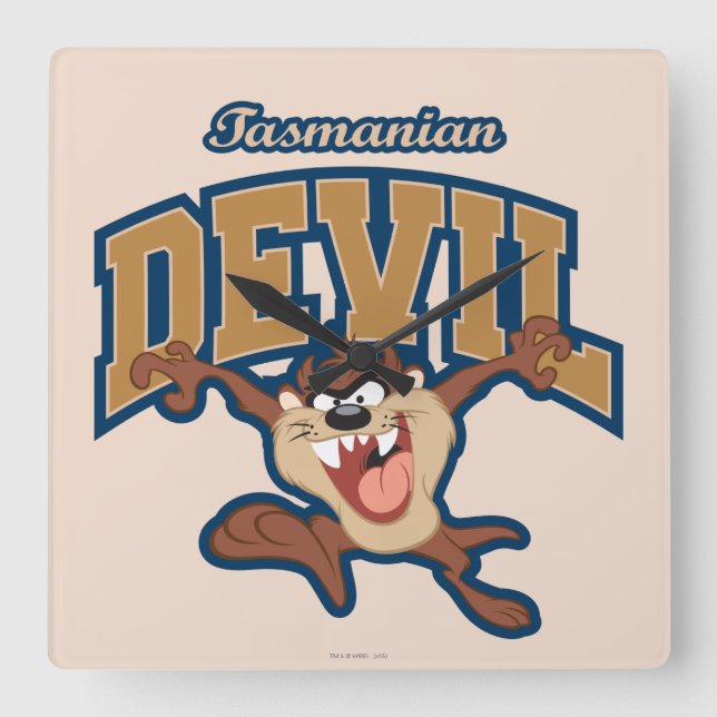 TAZ™ Tasmanian Devil Patch Square Wall Clock (Front)