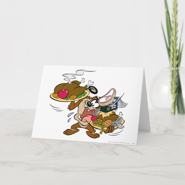 TAZ™ Thanksgiving Plates Holiday Card (Front)
