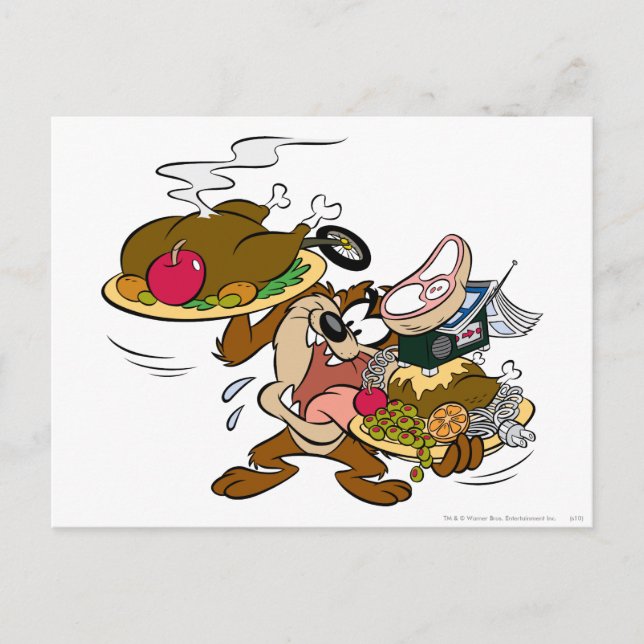 TAZ™ Thanksgiving Plates Holiday Postcard (Front)