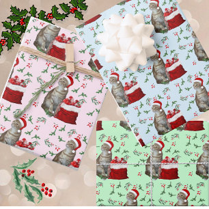 Taz the Cat's Pastel Christmas Wrapping Paper Sheet