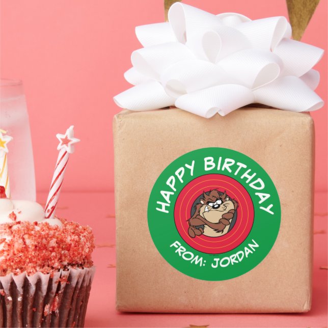 TAZ™ Through LOONEY TUNES™ Circle | Happy Birthday Classic Round Sticker (Party)