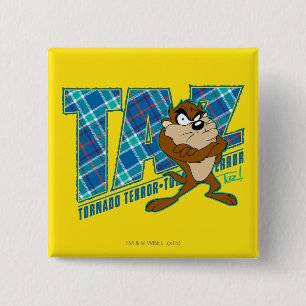 TAZ™ Tornado Terror Plaid 15 Cm Square Badge