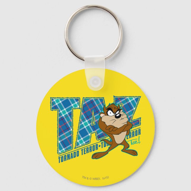 TAZ™ Tornado Terror Plaid Key Ring (Front)