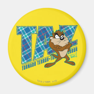 TAZ™ Tornado Terror Plaid Magnet