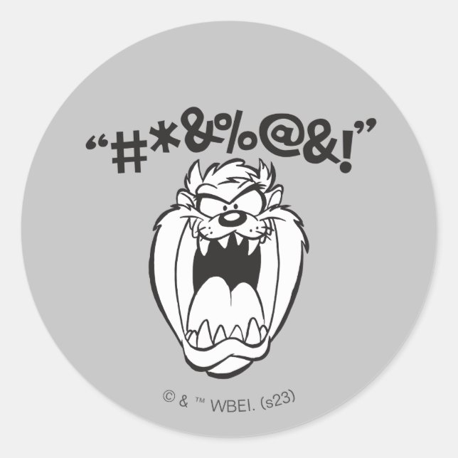 TAZ™ Yelling Expletives Classic Round Sticker (Front)
