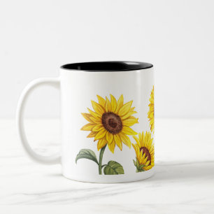 Taza 11 oz with yellow sunflowers Two-Tone coffee mug